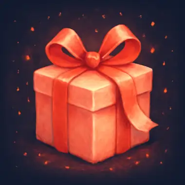 Cadeaudoos met perzikenlint voor bonussen bij Peaches Casino.